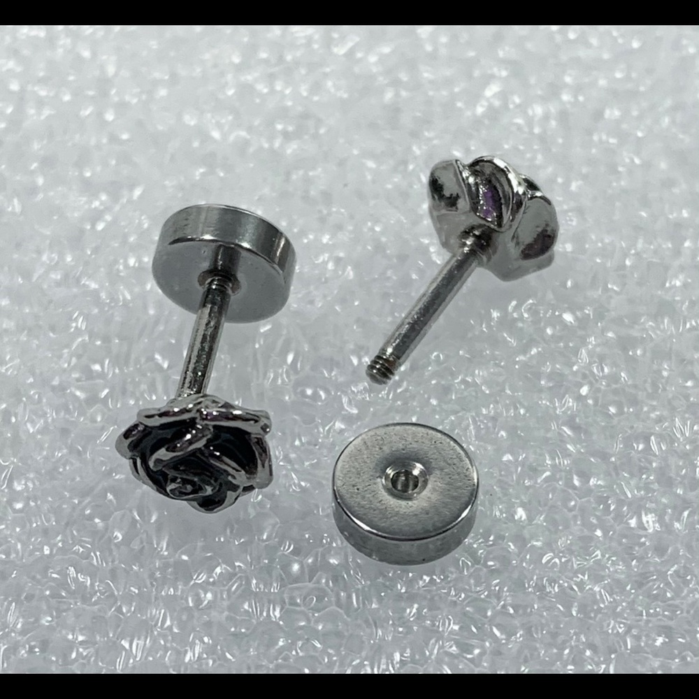 Stainless Steel Flower Stud Earrings